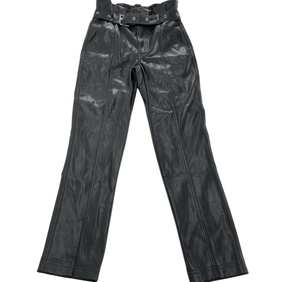 BlankNYC Pants Womens 24 Faux Leather Joggers High Rise Slit Leg Belted Moto - Picture 2 of 10